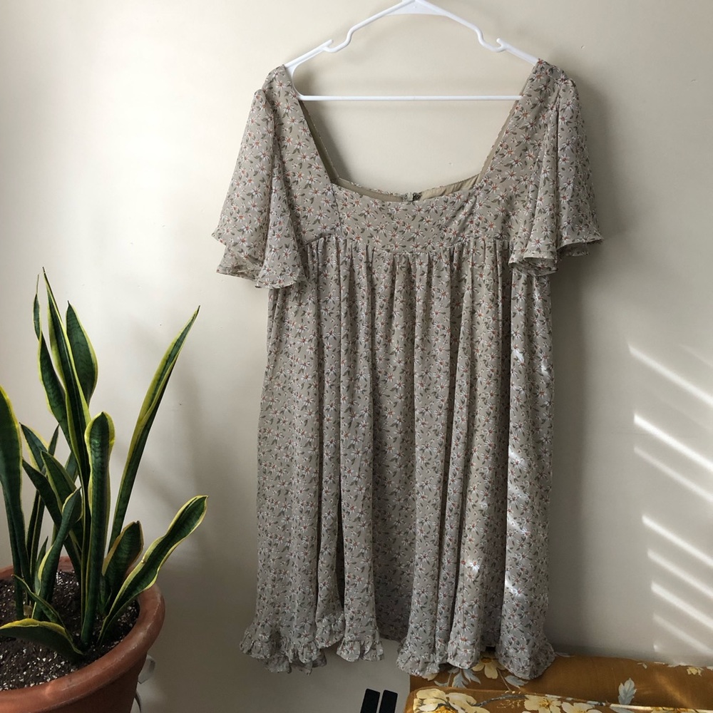 Hudson Bay Sage Green Floral Babydoll Dress